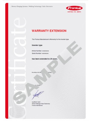 Fronius Warranty ExtensionPlus 10 years