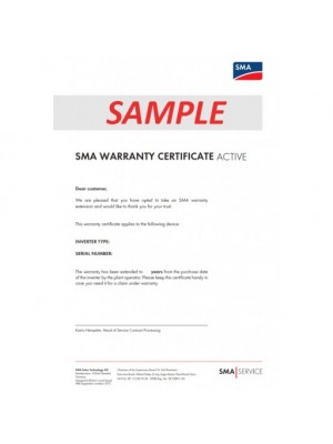 SMA Warranty Extension ACTIVE From 5 to 15 years